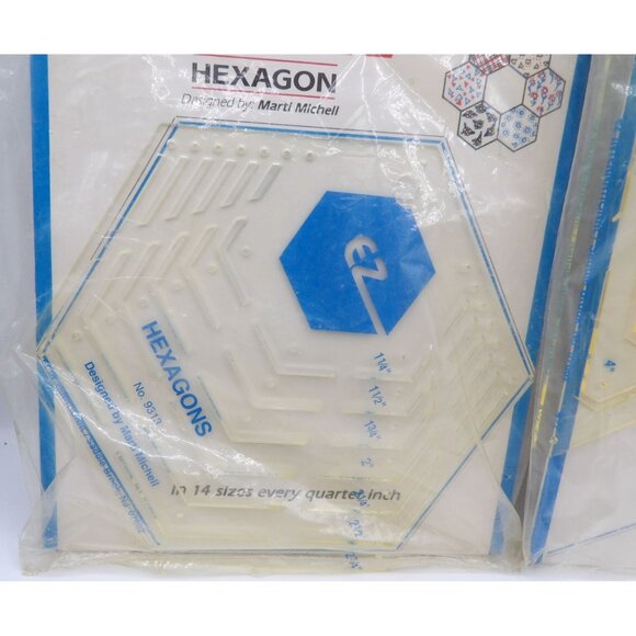 Set Of 3 Quilting Templates: EZ Quilting Hexagon & 60º Diamond June Tailor Mix & - Picture 2 of 4